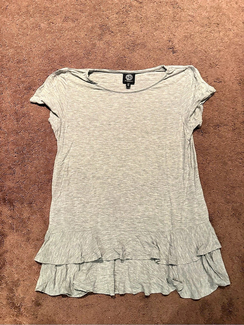 George Gray Ruffled Short Sleeve Top Size Large